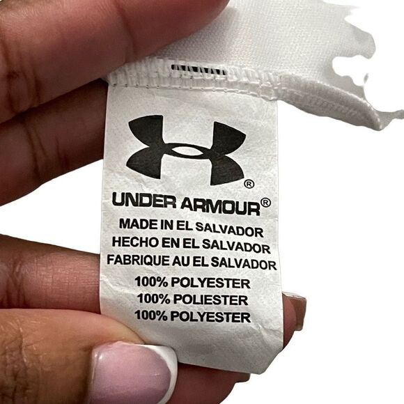 Under Armour Loose Fit Girl’s White Pullover Short Sleeve Polo Top Medium - Picture 10 of 12